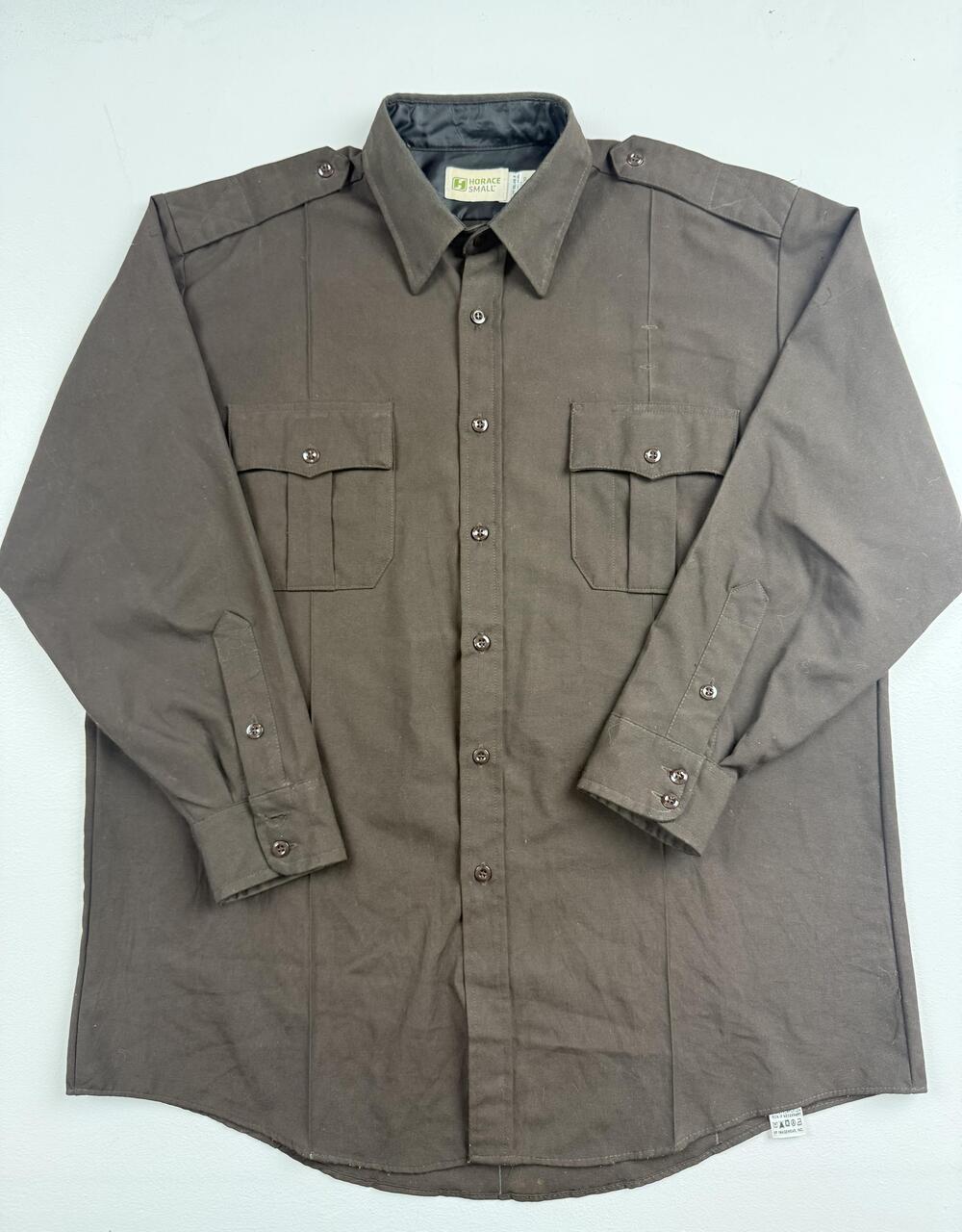 Horace Small Shirt Mens 17.5 34/35 Brown Deputy Deluxe Long Sleeve Workwear